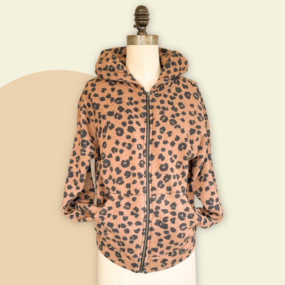 Michael Stars Cheetah Print Zip Up Hoodie